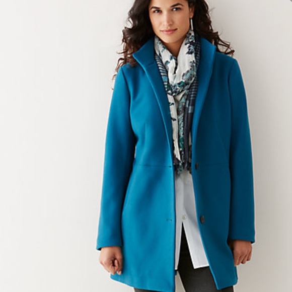 J. JILL Berkshires Coat Peacock Blue Peacoat XL - Picture 8 of 9